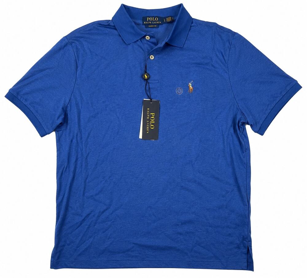 Polo Ralph Lauren Mens L Blue Heather Soft Cotton Classic Fit Polo Shirt NWT